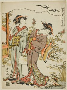 Geese Descending in Mid Autumn (Seishu no rakugan), fra serien "Eight Scenes of the Four Seasons (Shiki hakkei)" af Torii Kiyonaga