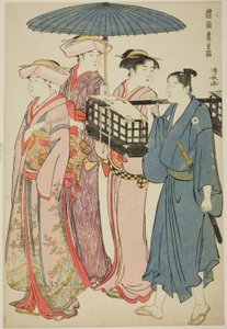 Going to a Picnic fra serien "A Brocade of Eastern Manners (Fuzoku Azuma no nishiki)" af Torii Kiyonaga