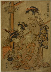 Morning of Iris, fra serien "Five Festivals in the Pleasure Quarters (Hanakuruwa gosechi no asobi)" af Torii Kiyonaga