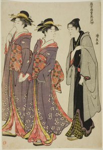 Ud på tur, fra serien "A Collection of Contemporary Beauties of the Pleasure Quarters (Tosei yuri bijin awase)" af Torii Kiyonaga