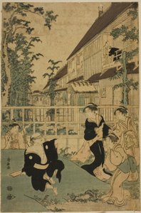 Udendørs forlystelser på Kankanro Teahouse i Yoshiwara af Torii Kiyonaga