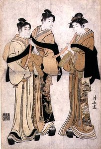 Playing the Shakuhachi, ca. 1782 (træbloktryk med blindprægning) af Torii Kiyonaga