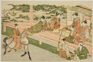 Den første ridetur i det nye år (Uma norizome), fra den illustrerede bog "Colors of the Triple Dawn (Saishiki mitsu no asa)" af Torii Kiyonaga