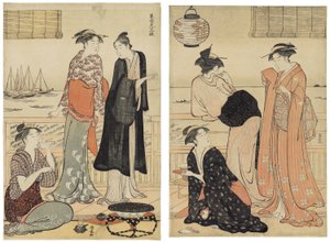 The Sixth Month, Enjoying the Evening Cool in a Teahouse, fra serien De tolv måneder i det sydlige kvarter (Minami jūni kō) af Torii Kiyonaga
