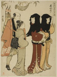 Den tolvte måned (Harumachizuki), fra serien "Fashionable månedlige besøg på hellige steder i de fire årstider (Furyu shiki no tsuki mode)" af Torii Kiyonaga