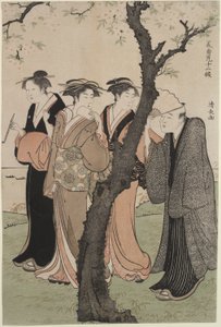 Tredje måned: Cherry Blossom Time på Gotenyama af Torii Kiyonaga