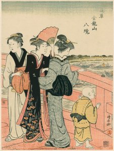 Se vandfestivalen fra Azuma Bridge, fra serien "Eight Precincts of the Kinryuzan Temple in Asakusa (Asakusa Kinruzan hakkei)" af Torii Kiyonaga