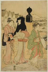 Kvinder krydser Nihonbashi-broen af Torii Kiyonaga