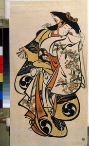 Mandlig skuespiller spiller kvinden. Tryk af Torii Kiyonobu den Ældre (1664-1729) af Torii Kiyonobu I