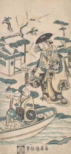 Scene fra et drama, sandsynligvis Musume Dojoji, ca. 1744. af Torii Kiyonobu I