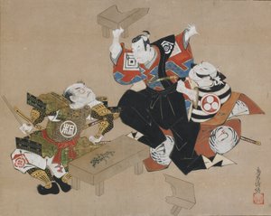 Tear c and rs Ichikawa Dan Juro Da jeg var en forfader, tænkte jeg d Ogawa Mae Kudo Suketsune, hva? 1715. af Torii Kiyonobu I
