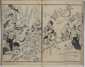 De fantasifulde otte synspunkter i militære kærlighedsforhold (Furyu budo iro-bakkei) af Torii Kiyonobu I