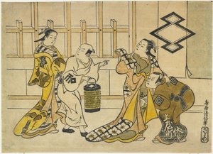 Ichikawa Danju _ Ro_ Good, Fujimura Solder Yu _ Good, Katsuyama Matagoro _, And Sanogawa Mangiku, 1719 af Torii Kiyonobu I Torii Kiyonobu I