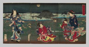 Genji Draw in Gifferent Styes: W of Akashibay af Toyohara Kunichika