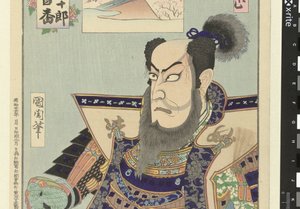 Ichikawa Danjuro IX som Kato Kiyomasa Kato Kiyomasa (titel på objekt) Honderd rollen van Ichikawa Danjuro IX (serietitel) Ichikawa Danjuro engei hyakuban (serietitel på objekt) af Toyohara Kunichika