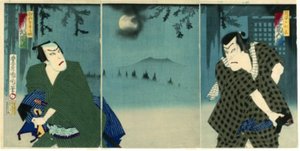 Onoe Kikugorō V som Daiba no Jinzō og Ichikawa Sadanji I som Itamiya Jubei af Toyohara Kunichika