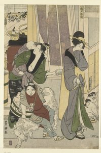 fiskehandler Den fjerde måned, en triptykon Yongatsu, sanbukutsui (titel på objekt) De tolv måneder af Toyohiro og Toyokuni (serietitel) Toyohiro Toyokuni ryoga juniko (serietitel på objekt) af Toyokuni (II) , Utagawa