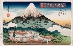 "Clearing Weather, Enoshima", , fra serien "Otte udsigter over berømte steder"