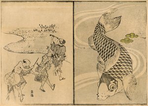 Tre mænd og karper, 1814, 1924. af Toyota Hokkei