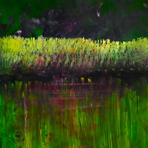 Marsh- Nocturne, 2017 (olie på panel) af Tracy Lambros