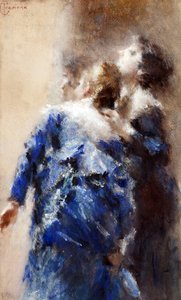Le curiose par Cremona, Tranquillo (1837-1878). Akvarel på pap, størrelse: 49x30 af Tranquillo Cremona