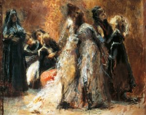 Visiting College, af Tranquillo Cremona (1837-1878), olie på lærred