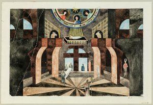 Scenedesign til Tragedy Die Nibelungen af ​​Friedrich Hebbel, ca 1934. af Traugott Müller
