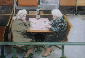Over a cuppa, 2010 (olie på plade)