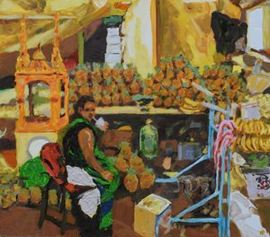 Pineapple trilogy 2 (Mexico City), 2018 (olie på plade) af Trevor Burgess