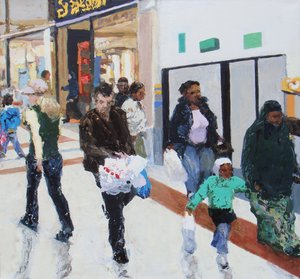 Shoppers 2, 2009 (olie på lærred) af Trevor Burgess
