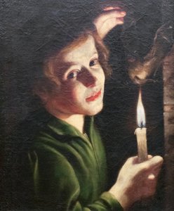 Dreng holder et flagermus (maleri)