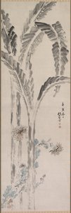 Bananplante og krysantemum, 1800-tallet. af Tsubaki Chinzan