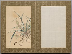 Maleri af blomster og græs af Tsubaki Chinzan