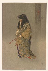 Dōjōji ato shite fra serien One Hundred Prints of Noh, ca. 1922-25 (blæk og farve på papir) af Tsukioka Kogyo