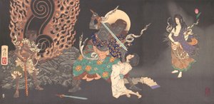 Fudo Myoo Threatening a Novice, 1885. af Tsukioka Yoshitoshi