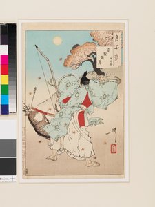 Jōganden måne - Minamoto no Tsunemoto af Tsukioka Yoshitoshi