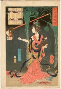 Lady Kayō, gemalinde til Indiens prins Hanzoku, med et afhugget hoved af Tsukioka Yoshitoshi