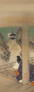 Murasaki Shikibu hos Ishiyamadera Hand MP, Base d Sound Te p Hayashi t. .. .. , myg. 1892. af Tsukioka Yoshitoshi