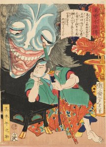 Takagi Umanosuke med et spøgelse, 1866 af Tsukioka Yoshitoshi