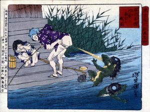 Yodo Gawakré: flodens spøgelse gætter på balderne (Kappa) af Tsukioka Yonejiro af Tsukioka Yoshitoshi