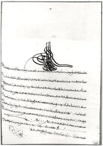 Dokument, der giver sikker passage givet til Rene de Chateaubriand (1768-1848) af Sultan Selim III (1761-1808) 14-23 september 1806 (pen og blæk på papir) af Turkish School