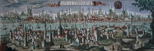 Panoramaudsigt over Konstantinopel, slutningen af det 18. århundrede af Turkish School