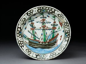 Stenpasta fad med underglasur dekoration, Iznik, ca. 1620-30 (keramik) af Turkish School