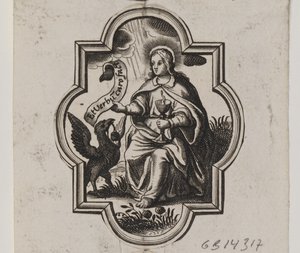 Emblem med evangelisten Johannes af Ubekendt