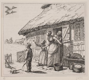 Illustration til "Storken er kommen", digt af Gotfred Rode