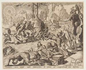 Gideon ser på, hvordan soldaterne drikker af Ubekendt efter Maarten van Heemskerck
