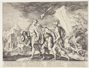 Den blinde Saul førte til Damaskus af Ubekendt efter Philips Galle efter forlæg af Maarten van Heemskerck