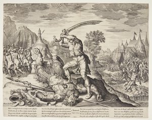 David skærer Goliats hoved af af Ubekendt efter ubekendt efter Maarten van Heemskerck