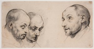Tre mandshoveder af Ubekendt kopist efter Anthony van Dyck
