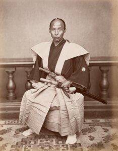Samurai (Kiichi Harada), Nagasaki, Japan, ca. 1870 (en del overflade p skov t) af Ueno Hikoma